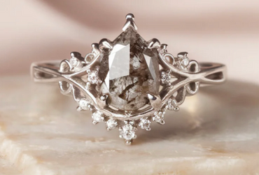 Salt and Pepper Diamond Engagement Ring
