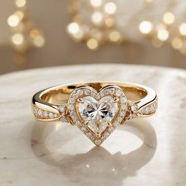 Heart & Stars Gold Ring