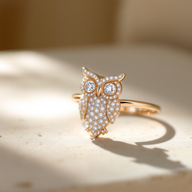 Delicate Diamond Owl Ring