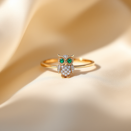 Delicate Diamond Owl Ring