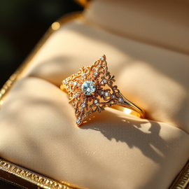Intricate Snowflake Inspired Gold Ring