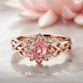 Rose Gold Princess Lotus Ring