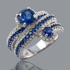 Sapphire and Diamond Bypass Ring