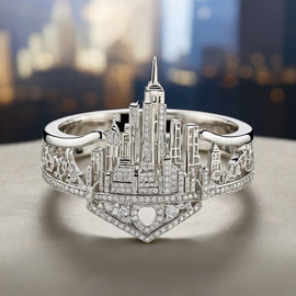 Delicate White Gold Skyline Ring