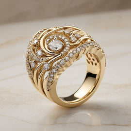 Organic Gold Gemstone Ring