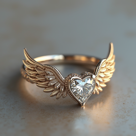 Angel Wing Heart Ring