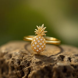 Delicate Pineapple Gold Ring