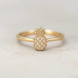 Pineapple Gold Diamond Ring