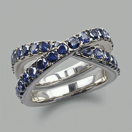 Sapphire and Diamond Bypass Ring